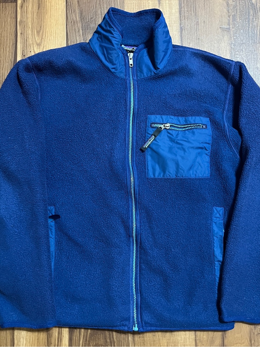 Vintage 80s Synchilla Jacket Mens Size Medium Fleece Full Zip Made in USA